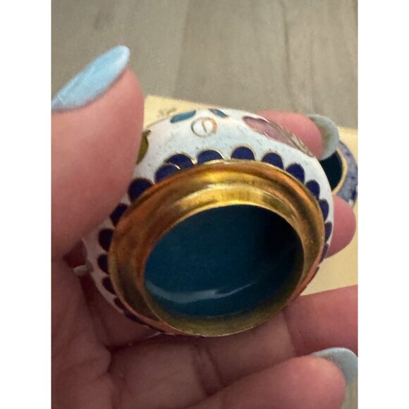 Cloisonné Trinket Box With Lid Floral Design 2.5" Tall - Picture 6 of 8